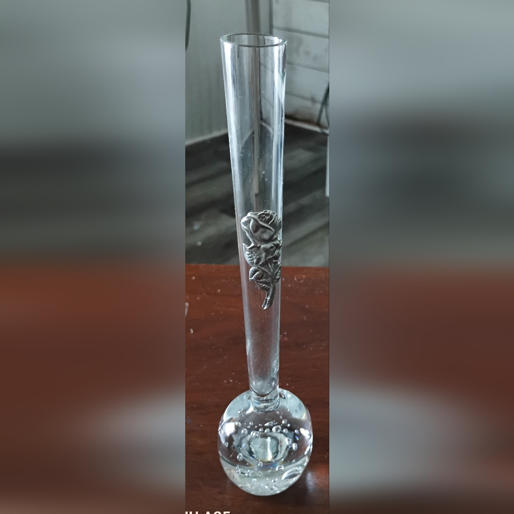 Elegant Silver Rose Vase